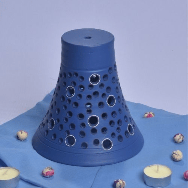 Terracotta Blue Flower Lampshade
