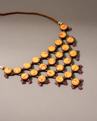 Yellow Orange Tie & Dye Choker Necklace
