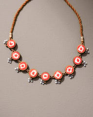 Orange Tie & Dye Choker Necklace