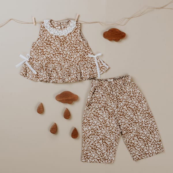 Girls Brown Timberland Co Ord Set