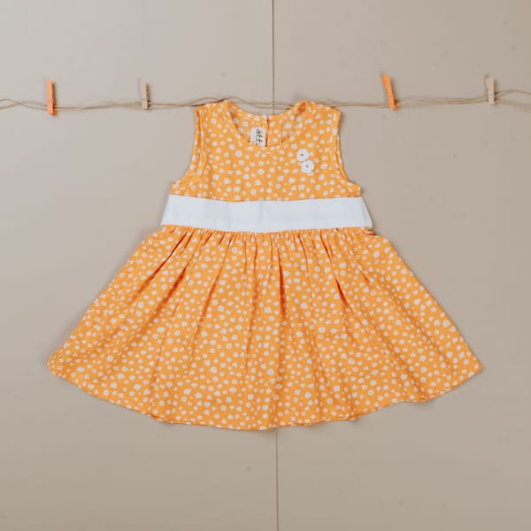 Girls Orange Floral Dress